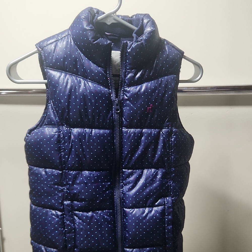 Old Navy Navy Girl's Polka Dot Quilted Vest with Multicolor Dots